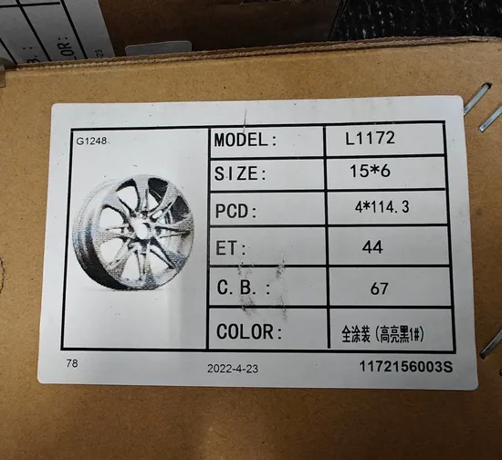 15inch*6j 4*114.3 Et44 Alloy Aluminum Car Wheel Rim