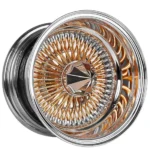 16X8 17X8 Golden Wire Wheels Reverse 100-Spoke Straight Lace Chrome Steel Rim - Image 2