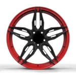 5 Holes Hyper Black Red Machined Lip Forged Alloy Car Wheels - Image 2