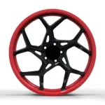 5 Holes Hyper Black Red Machined Lip Forged Alloy Car Wheels - Image 4