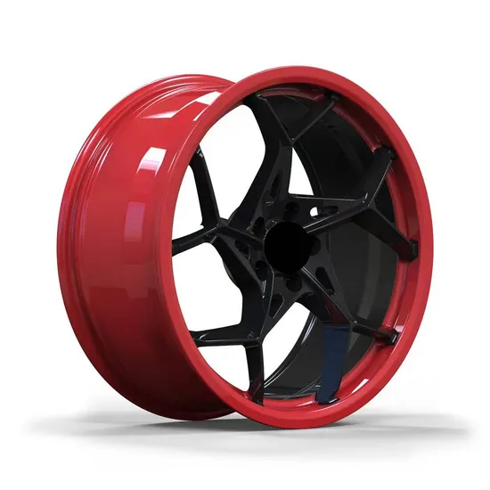 5 Holes Hyper Black Red Machined Lip Forged Alloy Car Wheels