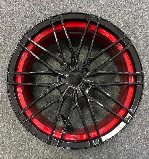 Gloss-Black-Machined-Inner-Lip-with-Red-Clear-Coat-17-20-Size-Alloy-Car-Wheel-Rim-Mag Gloss Black Machined Red 17-20 Alloy Car Wheel Rim - Image 1