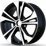 Replica 5 Holes Black Silver Machined Alloy Car Wheel Rim Set - Image 2