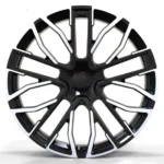 Llanta de aluminio negro para coche con 5 orificios y superficie mecanizada plateada - Image 2