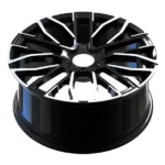 Llanta de aluminio negro para coche con 5 orificios y superficie mecanizada plateada - Image 3