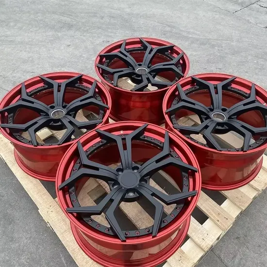 Two-Piece Forged Black Spokes Red Lip 5 Holes Car Wheel