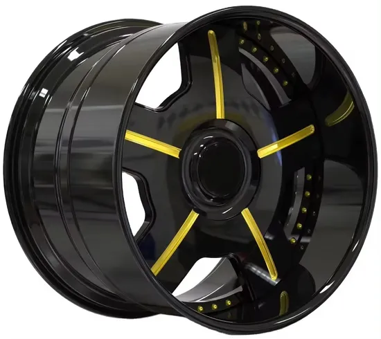 Two Pieces Customizing Golden Spoke Black Silver Color 20 19 18 Inch Machined-Faced Forged Alloy Car Wheels