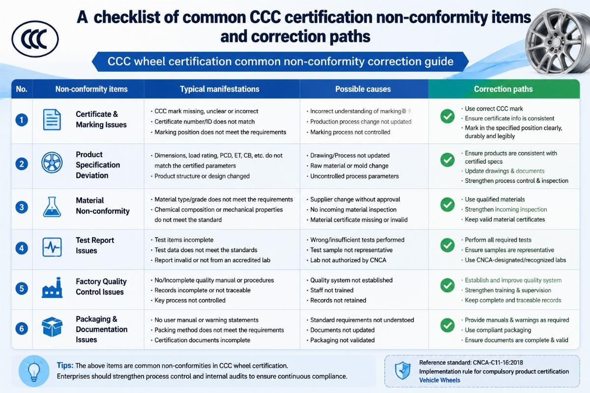 A checklist of common CCC certification non-conformity items and correction paths
