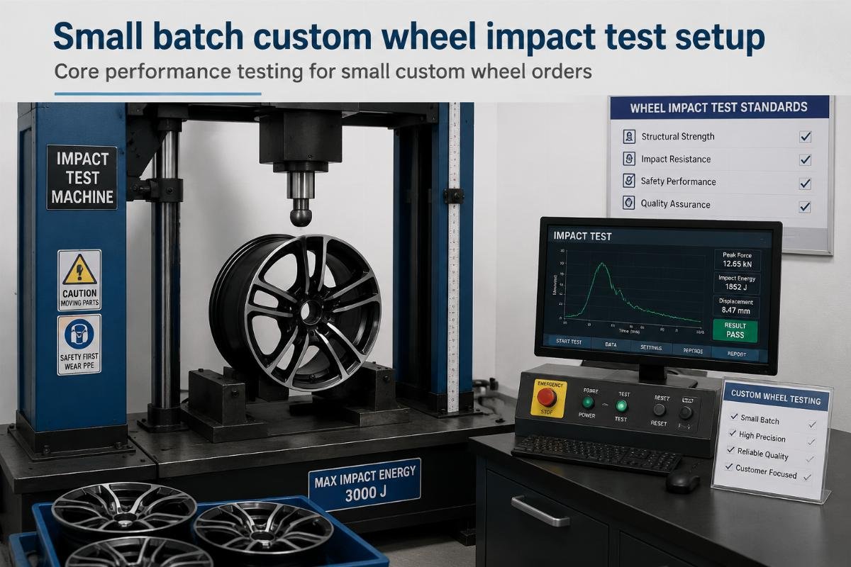 Core performance testing for small custom wheel orders Small batch custom wheel impact test setup