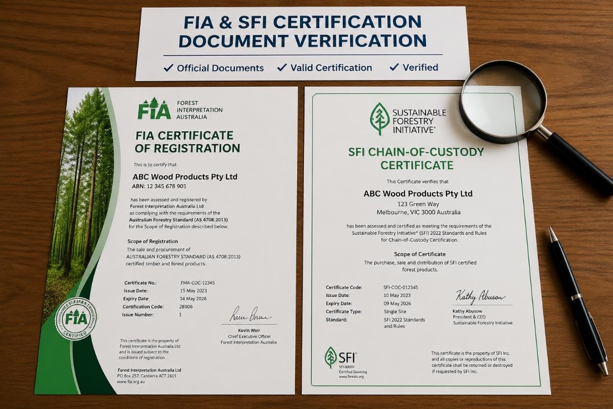 FIA SFI certification document verification FIA and SFI certification documents laid out for verification