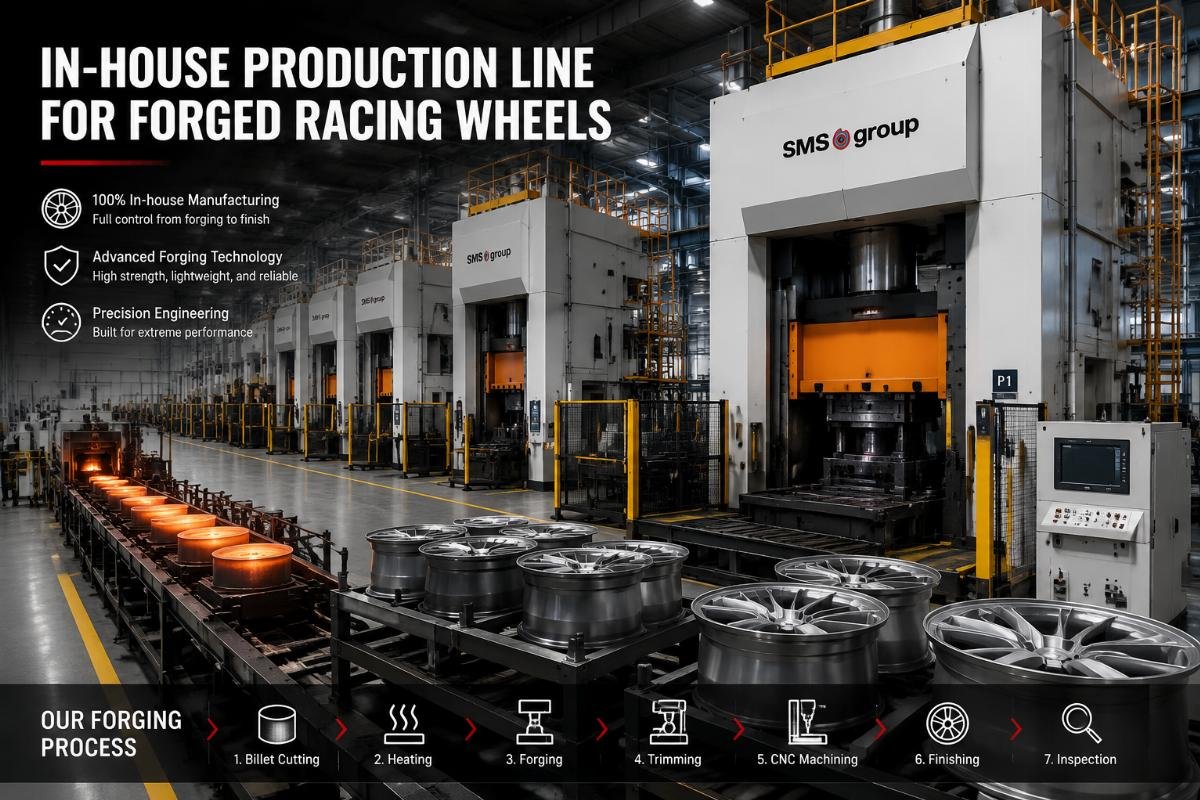 in-house racing wheel forging production line In-house production line for forged racing wheels