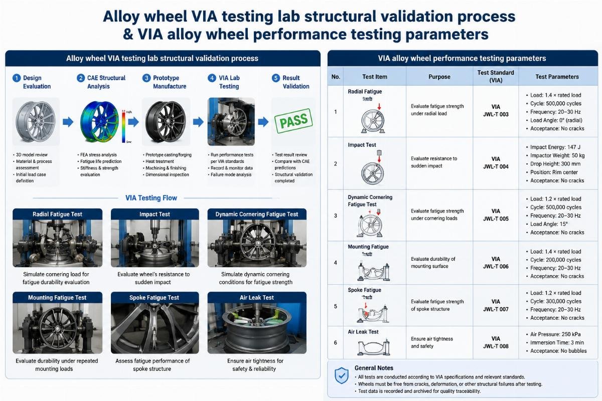Alloy wheel VIA testing lab structural validation process