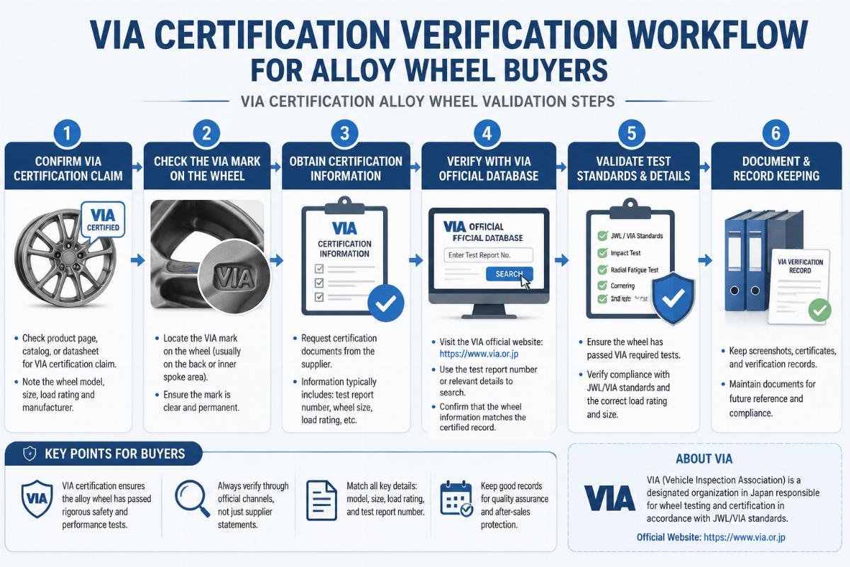 VIA certification verification workflow for alloy wheel buyers