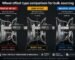 Three sets of alloy wheels marked with positive, zero and negative offset labels side by side with measuring calipers