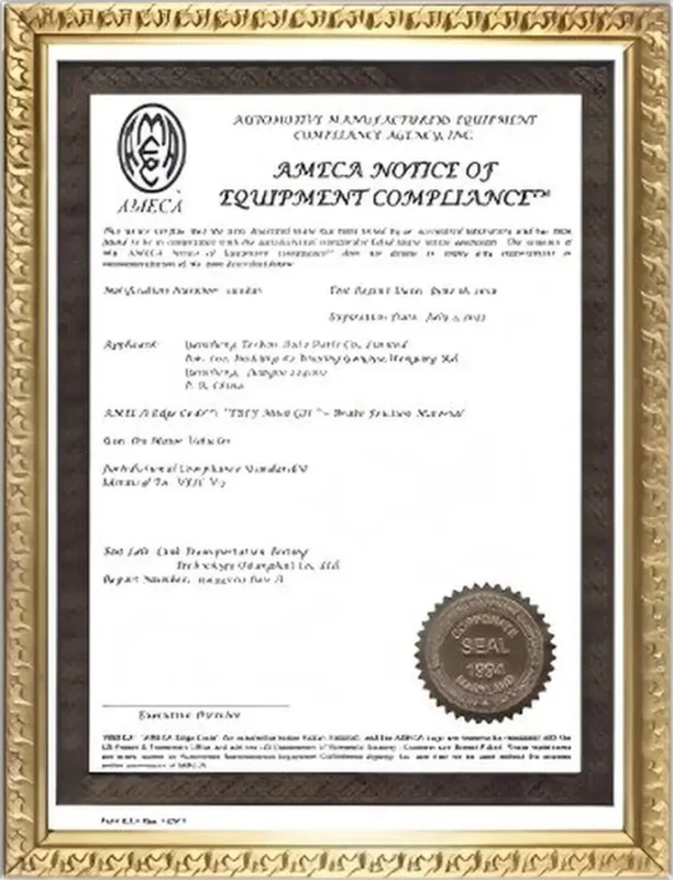 Framed ISO certificate for AC condenser production