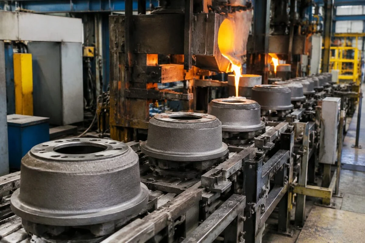 Production line in a partner factory casting brake drums